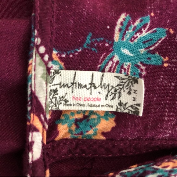 Intimately FREE PEOPLE Burgundy Floral Tank Top High Low Dress M - Picture 10 of 12
